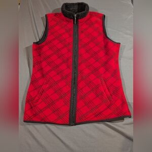 Karen Scott Red and Black Plaid Vest